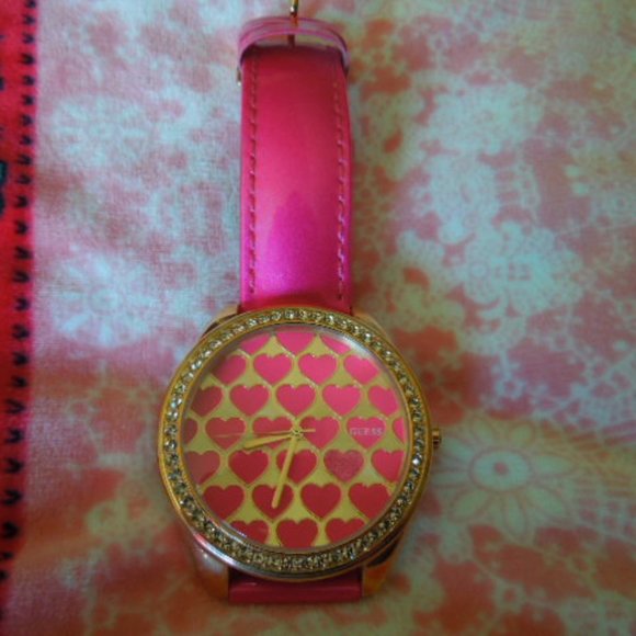 Guess Hot Pink Patent Leather Watch w/Bling-Mint! - Picture 1 of 5